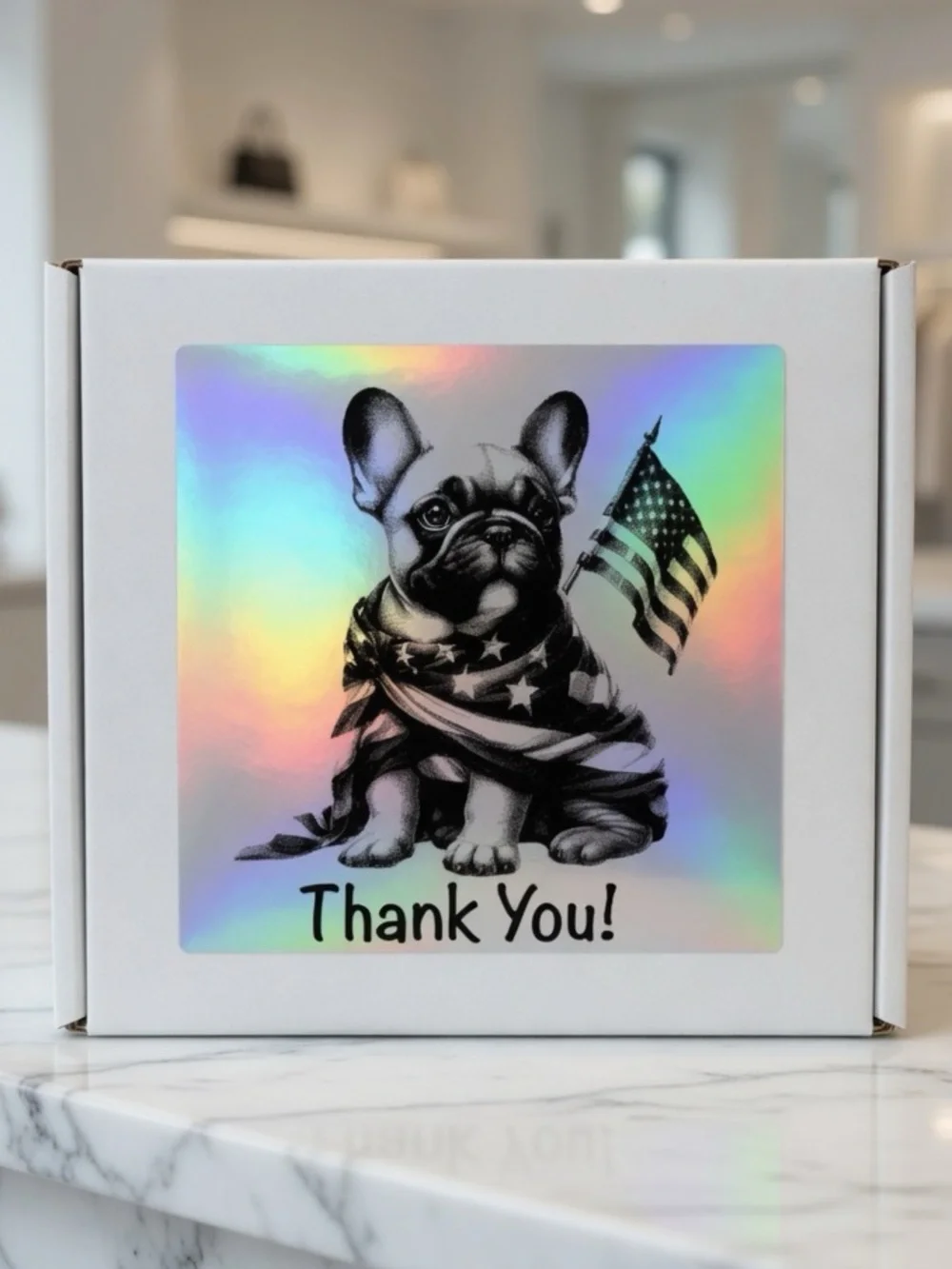 Patriotic French Bulldog Thank You Stickers 3”x3”-100ct. New